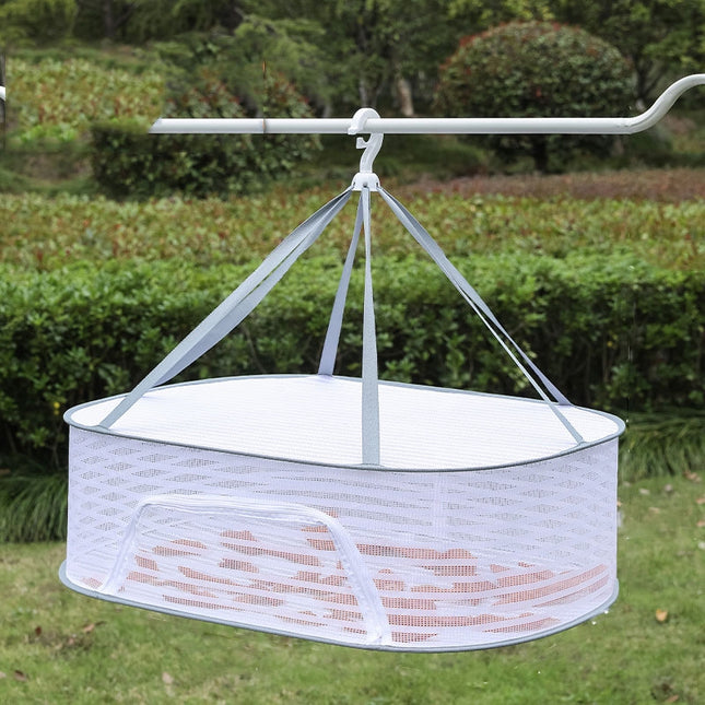 40 x 60cm  Foldable Drying Fishing Vegetables Fish Net Hanging Clothes Drying Storage Shelf(White)