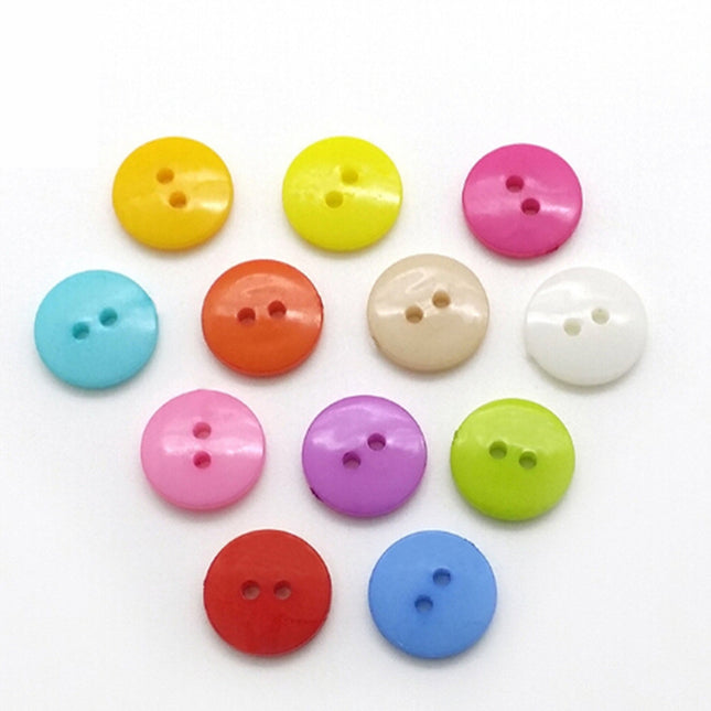 1000 PCS Assorted Mixed Color 2 Holes Buttons for Sewing DIY Crafts Children Manual Button Painting, Random Color, Diameter: 11.5mm