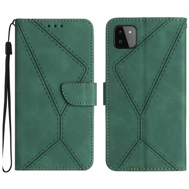 For Samsung Galaxy A22 5G Stitching Embossed Leather Phone Case