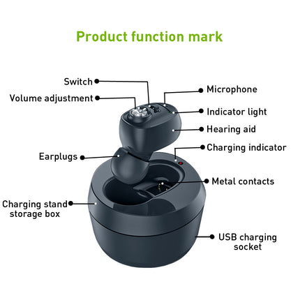 KAIXINWEI VHP-601 DC3.7V In-ear Bluetooth Hearing Aid Sound Amplifier (Black)