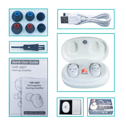 KAIXINWEI VHP-1607B DC3.7V In-ear Hearing Aid Sound Amplifier(White)
