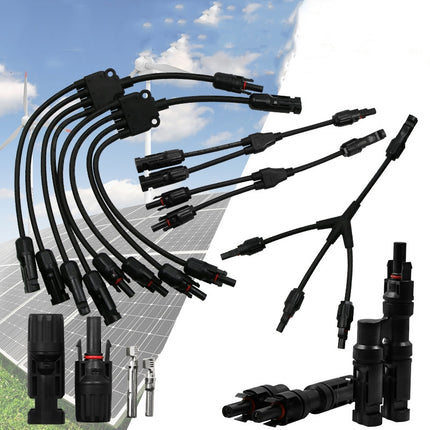 10 Sets MC4 4 in 1 MC4 Photovoltaic Connector Solar Branch Connector Solar Panel Male And Female Plug Accessories