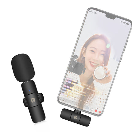PULUZ Wireless Lavalier Noise Reduction Reverb Microphone for Type-C / USB-C Device, Support Phone Charging(Black)