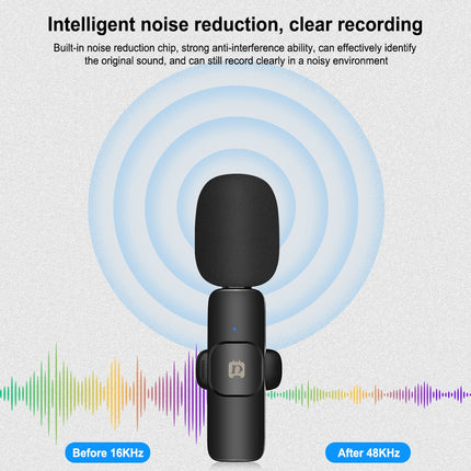 PULUZ Wireless Lavalier Noise Reduction Reverb Microphone for Type-C / USB-C Device, Support Phone Charging(Black)