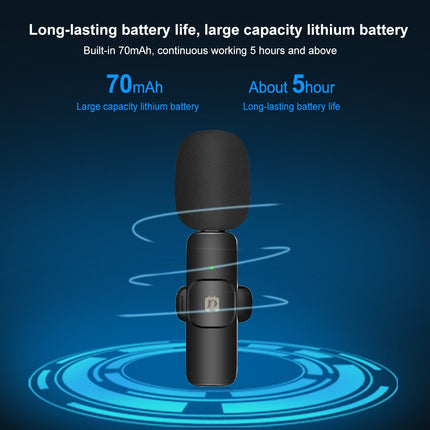 PULUZ Wireless Lavalier Noise Reduction Reverb Microphone for Type-C / USB-C Device, Support Phone Charging(Black)