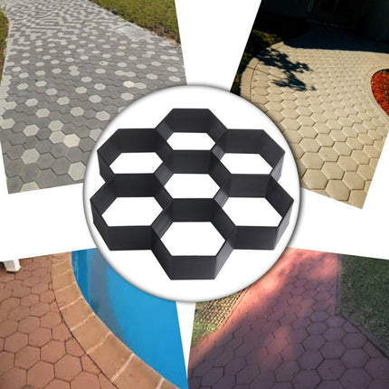 Plastic Floor Mold Ultralight DIY Garden Paving Hexagonal Fancy Mould(Black)