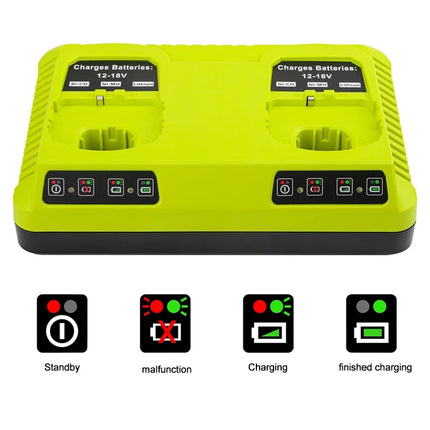 For RYOBI P108 / P117 12-18V Lithium Nickel Battery Dual Port Charger, Plug: AU
