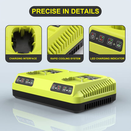 For RYOBI P108 / P117 12-18V Lithium Nickel Battery Dual Port Charger, Plug: AU