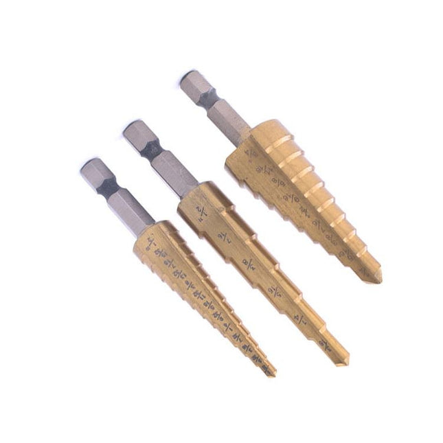 3 In 1 Hexagonal Shank Step Drill High Speed Steel Rear Hole Opening Tool(Plastic Bag Packaging)