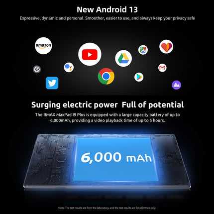 BMAX MaxPad i9 Plus, 4GB+64GB, 10.1 inch Android 13 OS RK3562 Quad Core Support WiFi-6(US Plug)
