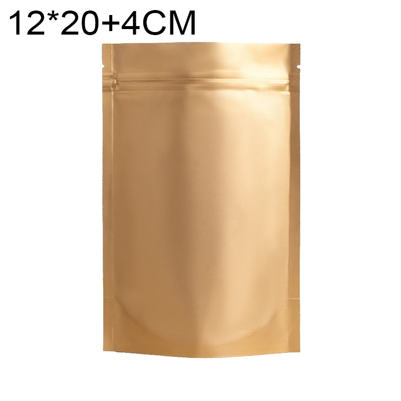 100 PCS/Set Matte Aluminum Foil Snack Stand-up Pouch, Size:12x20+4cm(Gold)