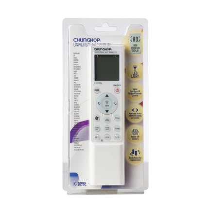 CHUNGHOP K-2098E Universal Air Conditioner Remote Control with Flashlight and LCD Backlight
