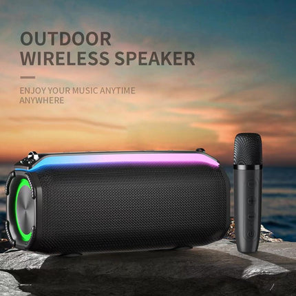 New RiXing NR8809 20W Outdoor Portable TWS Smart Wireless Bluetooth Speaker, Style:Dual Mic(Black)