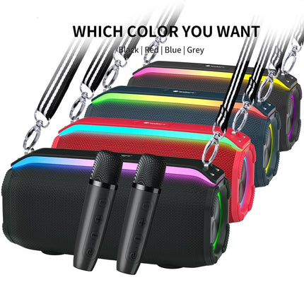 New RiXing NR8809 20W Outdoor Portable TWS Smart Wireless Bluetooth Speaker, Style:Dual Mic(Black)