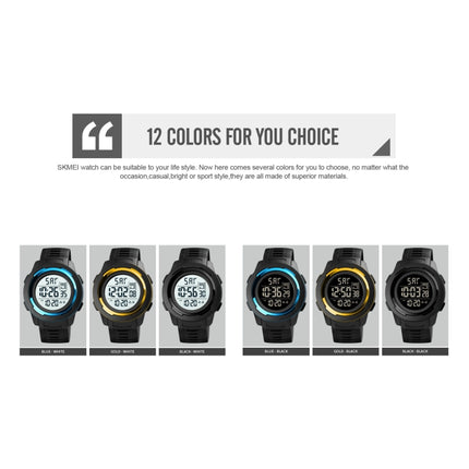 SKMEI 1731 Triplicate Round Dial LED Dual Time Digital Display Luminous Electronic Watch(Gold and White)