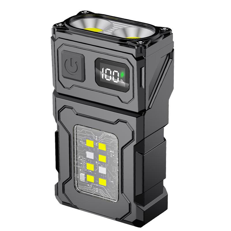 E-SMARTER DC08 Super Bright Floodlight Side Light Rechargeable Mini Flashlight(Black)