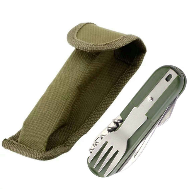 SY-FT008 7-in-1 Multifunctional Outdoor Camping Portable Folding Tableware Combination(Green)