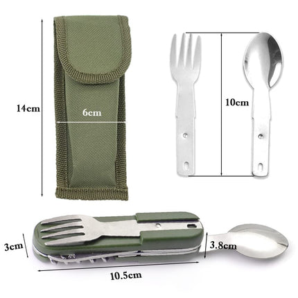 SY-FT008 7-in-1 Multifunctional Outdoor Camping Portable Folding Tableware Combination(Green)