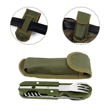SY-FT008 7-in-1 Multifunctional Outdoor Camping Portable Folding Tableware Combination(Green)