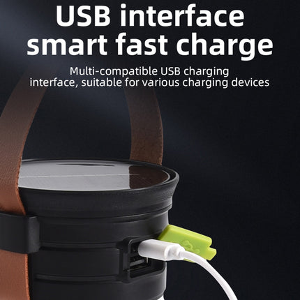 USB Multi-function Portable Rechargeable Solar Emergency Camping Lamp Flashlight(Black)