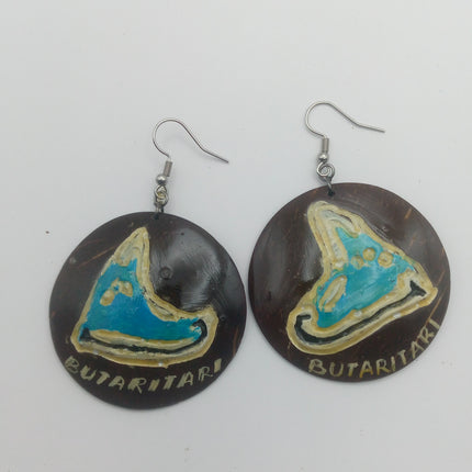 KiriArts Coconut Shell Earrings Butaritari Island Engraved Map