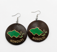 KiriArts Coconut Shell Earrings Nonouti Island Engraved Map