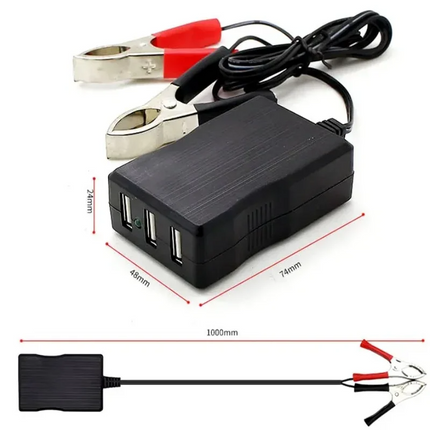 Power Inverter Car Power Inverter 5V USB Power Converter 3-Port USB Car Charger with Battery Clip for Phone Laptops