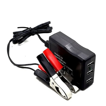 Power Inverter Car Power Inverter 5V USB Power Converter 3-Port USB Car Charger with Battery Clip for Phone Laptops