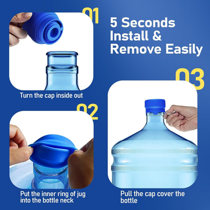 Silicone Food Grade 5 Gallon Silicone Water Jug Cap 55mm Non-Spill BPA-Free Replacement Lids Reusable Sky Blue