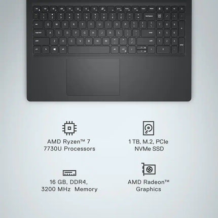 Dell - Inspiron 15.6" Touch Screen Laptop - AMD Ryzen 7 7730U with 16GB Memory - 1TB SSD - Black