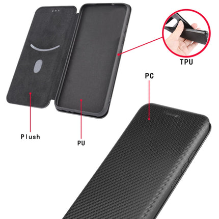 For LG Wing 5G with Buckle Carbon Fiber Texture Horizontal Flip TPU + PC + PU Leather Case with Card Slot(Black)