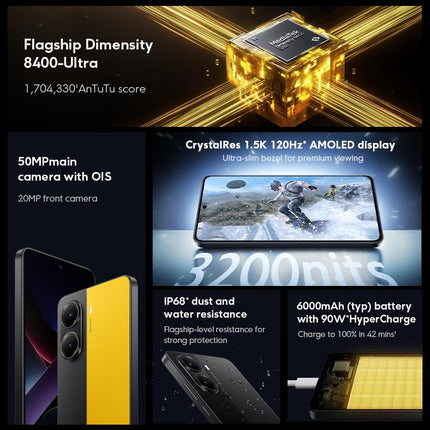 Xiaomi POCO X7 Pro 5G Global, 12GB+256GB, In-screen Fingerprint,6.67 inch Xiaomi HyperOS 2 MediaTek Dimensity 8400-Ultra Octa Core, NFC, Network: 5G (Black)