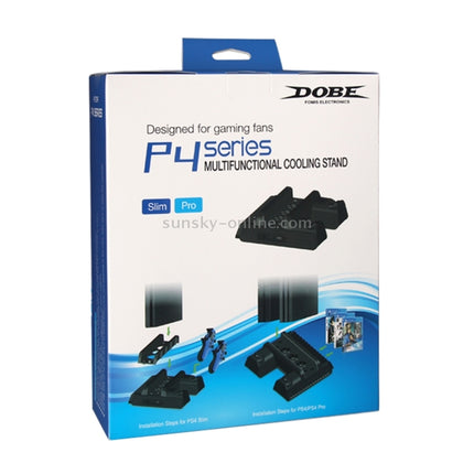 DOBE TP4-882 3 in 1 Game Console Cooling Fan + Game Storage Slots + Game Controller Charging Dock for Sony PS4 / PS4 Pro / PS4 Slim(Black)