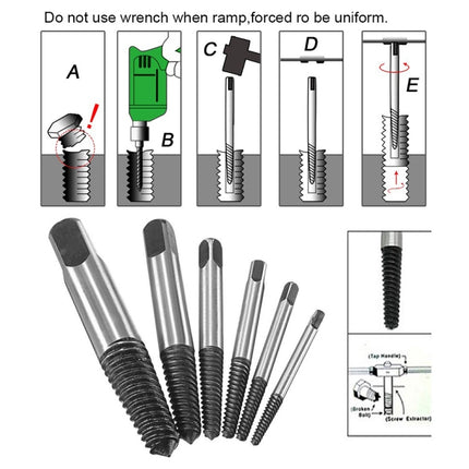 Broken Wire Broken Nail Screw Extractor, Specification:6-piece Set