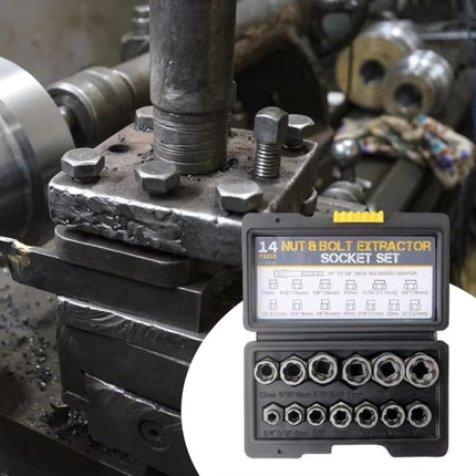 14pcs Damaged Nut Extractor Reverse-Thread Socket Screw Removal Tool