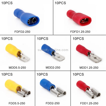 80 in 1 Mixed Cold Press Electrical Insulated Terminals Crimp Connectors Assortment Kit