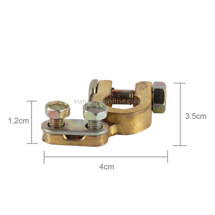 2 PCS Brass Positive and Negative Car Battery Connectors Terminals Clamps Clips, Inner Diameter: 1.2cm