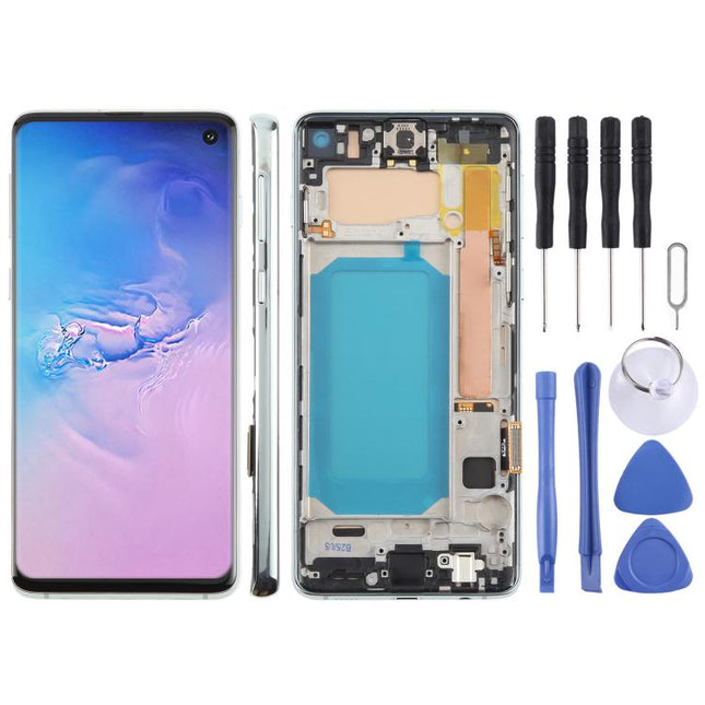 For Samsung Galaxy S10 4G SM-G973F 6.05 inch TFT LCD Screen Digitizer Full Assembly with Frame, Not Supporting Fingerprint Identification(Gray)