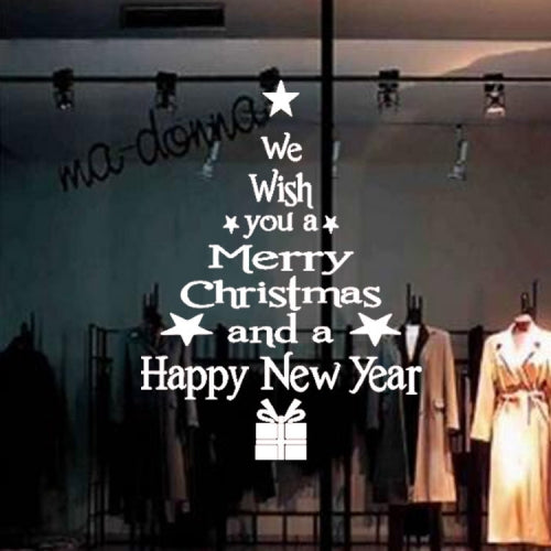 Blessing Christmas Tree Living Room Window Glass Door Removable Christmas Wall Sticker Decoration