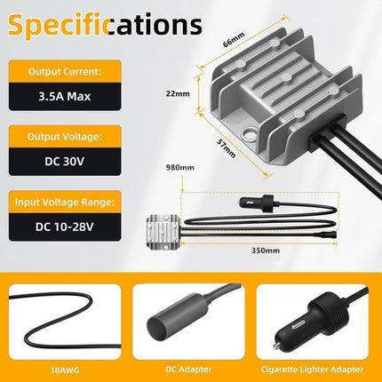 12V / 24V To 30V 3.5A With 1m Car Charger Power Converter Car Charger Cigarette Lighter