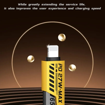 awei CL-226 65W USB/Type-C to 8 Pin/Type-C 4 in 1 Fast Charging Data Cable, Length: 1m(Black + Yellow)
