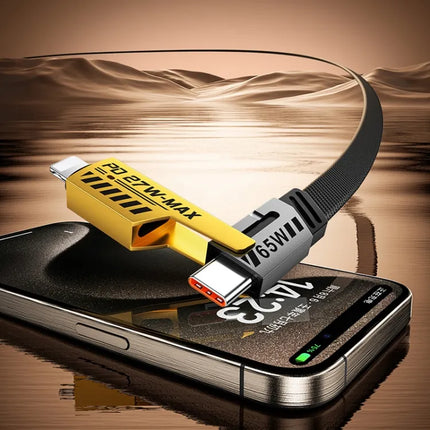 awei CL-226 65W USB/Type-C to 8 Pin/Type-C 4 in 1 Fast Charging Data Cable, Length: 1m(Black + Yellow)