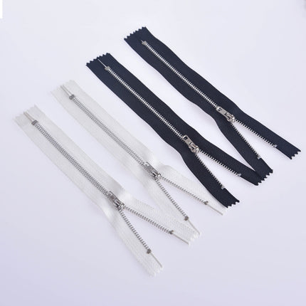 100 PCS No.3 Metal Copper Zipper Pants Placket Zipper, Specification: 13cm(Platinum + Black)