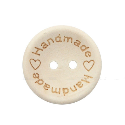 100 PCS/Set Natural Color Wooden Buttons Handmade Love Letter Wood Button Craft DIY Baby Apparel Accessories(25mm)