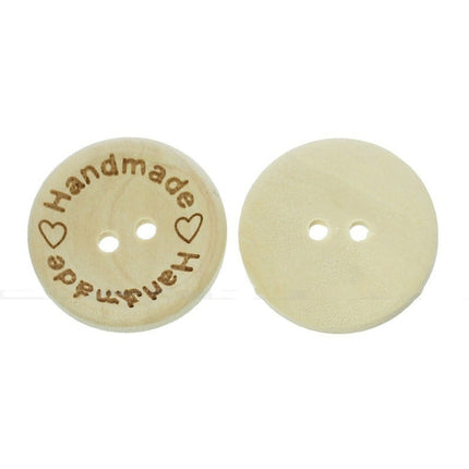 100 PCS/Set Natural Color Wooden Buttons Handmade Love Letter Wood Button Craft DIY Baby Apparel Accessories(25mm)