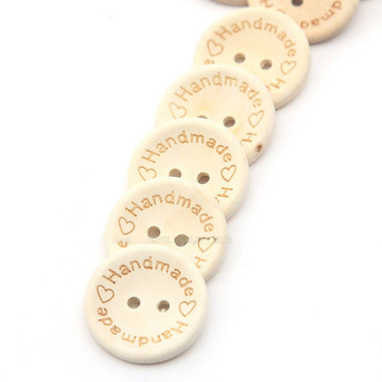100 PCS/Set Natural Color Wooden Buttons Handmade Love Letter Wood Button Craft DIY Baby Apparel Accessories(25mm)