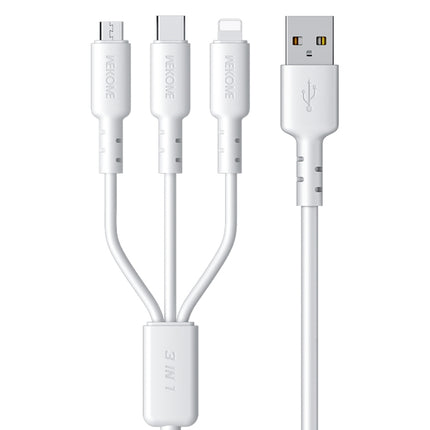 WEKOME WDC 02 Tidal Energy Series 3A USB to 8 Pin+Type C+Micro USB 3 in 1 PVC Data Cable, Length: 1.2m(White)