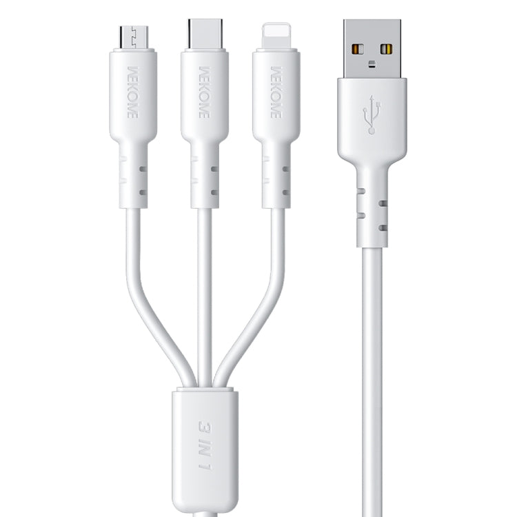 WEKOME WDC 02 Tidal Energy Series 3A USB to 8 Pin+Type C+Micro USB 3 in 1 PVC Data Cable, Length: 1.2m(White)