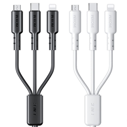 WEKOME WDC 02 Tidal Energy Series 3A USB to 8 Pin+Type C+Micro USB 3 in 1 PVC Data Cable, Length: 1.2m(White)