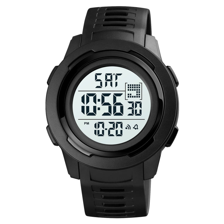 SKMEI 1731 Triplicate Round Dial LED Dual Time Digital Display Luminous Electronic Watch(Black and White)